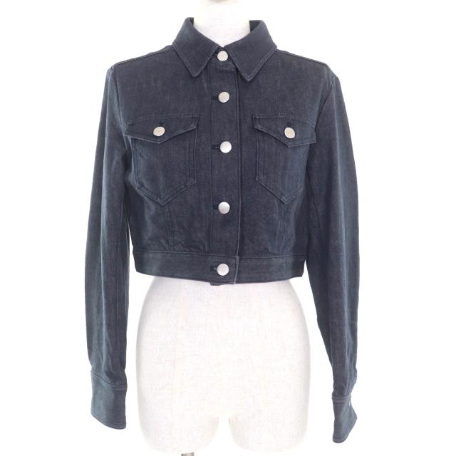 極美品★FOXEY NEW YORK フォクシー ニューヨーク 40535 French Lady ロゴパッチ付 デニムジャケット インディゴ 38 日本製 正規品