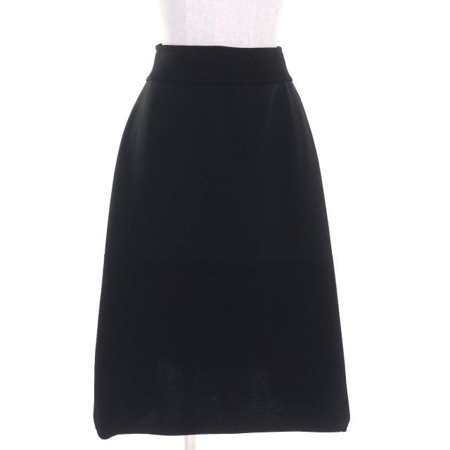 極美品△CFCL シーエフシーエル CF004KG088 MILAN RIB SKIRT ストレッチ フレアスカート 膝下丈 ブラック 1 日本製 正規品 レディース