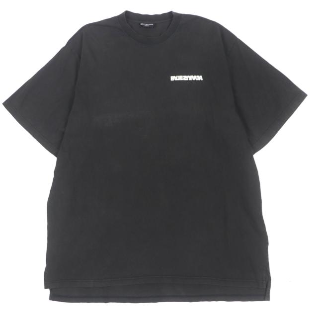 美品▼BALENCIAGA バレンシアガ 675016 UNIFIT ターニングロゴ オーバーサイズ ダメージ加工 ショートスリーブ 半袖Ｔシャツ 5 正規品