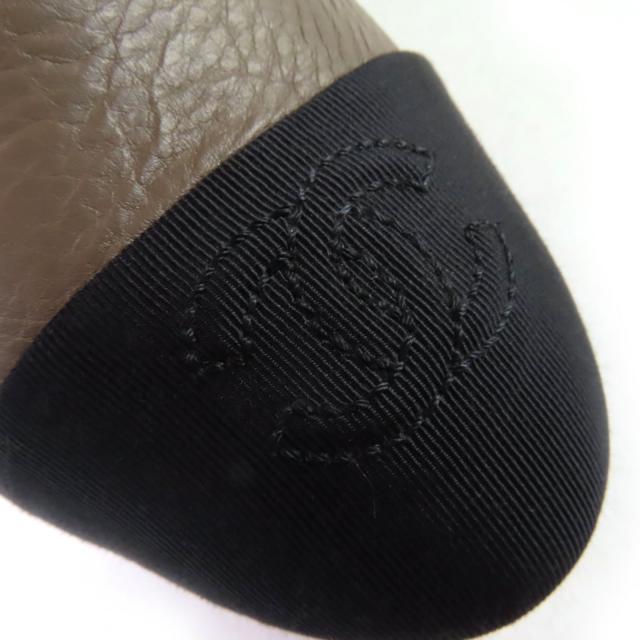 極美品◇CHANEL シャネル G36438 ココマークステッチ バイカラー ラウンドトゥ レザー ブーツ グレージュ系 36.5 イタリア製 レディース_6