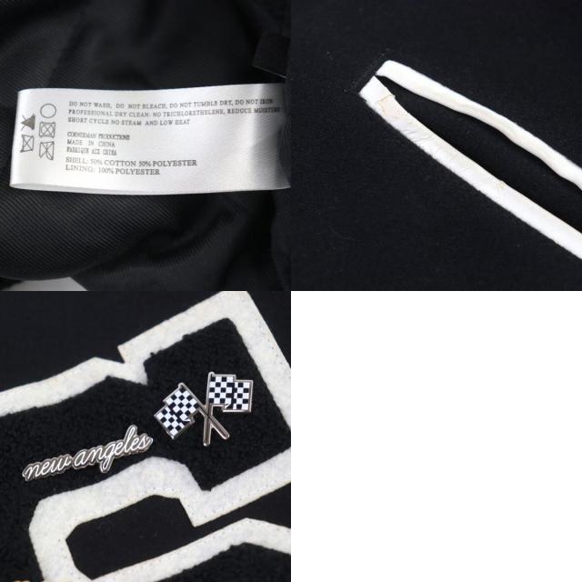 【ドンドン見直し】良品○STAMPD スタンプド 18SS SQUAD JACKET 刺繍 ピンバッジ付 バイカラー スタジャン ブラック ホワイト XL メンズ ドンドン見直し】良品○STAMPD スタンプド 18SS SQUAD JACKET 刺繍