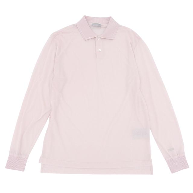 未使用品▲DIOR ディオール オム 243J831A0800 袖口ロゴ刺?・ロゴボタン付き 長袖ニットポロシャツ ピンク S イタリア製 正規品 メンズ