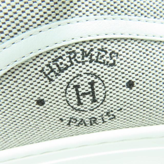 美品☆HERMES エルメス ゲット ロゴデザイン ファブリック レザー使い ローカットスニーカー ホワイト グレー 35 イタリア製 レディース_7