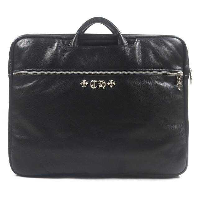 美品▼CHROME HEARTS クロムハーツ CREEPY BAG クリーピーバッグ レザー ダガージップ ブリーフケース ブラック シルバー金具 保存袋付き