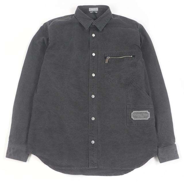 未使用品□DIOR ディオール オム 383D587AY520 クチュール ロゴワッペン ウォッシュ加工 長袖 デニムシャツ グレー 39 日本製 正規品