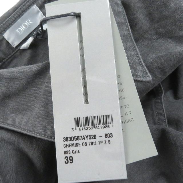 未使用品□DIOR ディオール オム 383D587AY520 クチュール ロゴワッペン ウォッシュ加工 長袖 デニムシャツ グレー 39 日本製 正規品_9