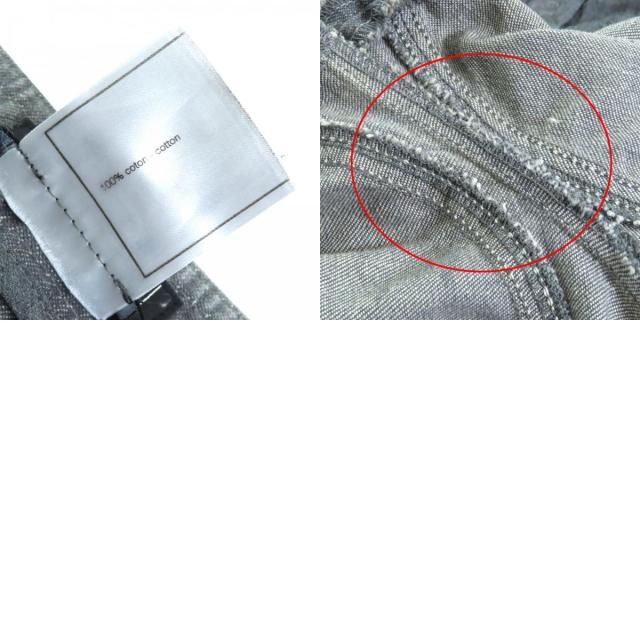 美品△CHANEL シャネル ヴィンテージ 01P P17693 コットン100％ ココマークラインストーン ココボタン デニムパンツ グレー 希少サイズ46_9