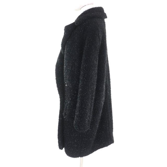 極美品★Max Mara マックスマーラ 10163996 キャメル シルク混 白タグ ラメ テディベアコート ブラック 40 イタリア製 正規品_1