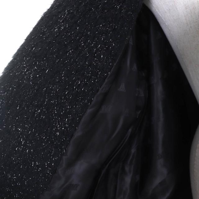 極美品★Max Mara マックスマーラ 10163996 キャメル シルク混 白タグ ラメ テディベアコート ブラック 40 イタリア製 正規品_4
