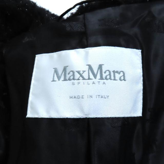 極美品★Max Mara マックスマーラ 10163996 キャメル シルク混 白タグ ラメ テディベアコート ブラック 40 イタリア製 正規品_6