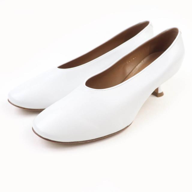 未使用品★Maison Margiela 22 メゾンマルジェラ22 S58WL0137 アーモンドトゥ レザー パンプス ホワイト 37 イタリア製 レディース