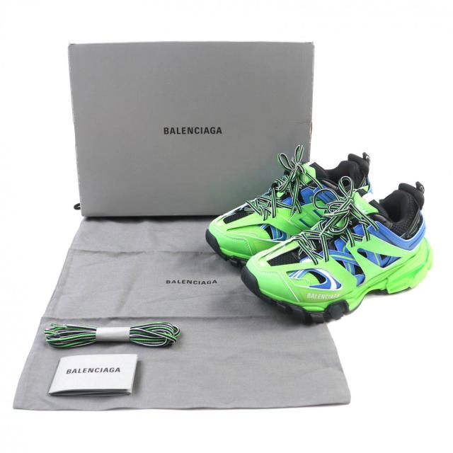 未使用品★BALENCIAGA バレンシアガ 542436 TRACK TRAINER ロゴ入り レースアップ スニーカー グリーン 25 箱・保存袋付き_1