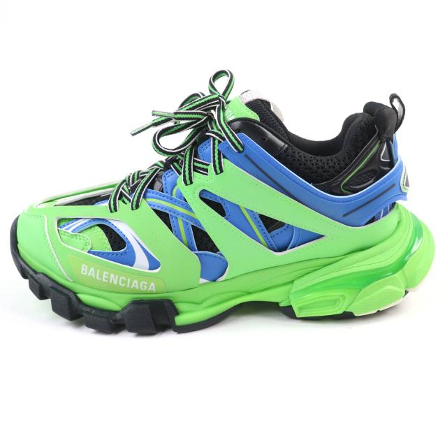 未使用品★BALENCIAGA バレンシアガ 542436 TRACK TRAINER ロゴ入り レースアップ スニーカー グリーン 25 箱・保存袋付き_4
