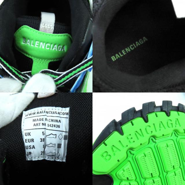 未使用品★BALENCIAGA バレンシアガ 542436 TRACK TRAINER ロゴ入り レースアップ スニーカー グリーン 25 箱・保存袋付き_8