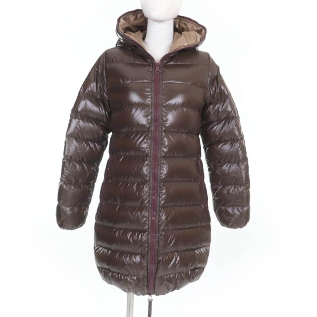 良品☆DUVETICA デュベティカ ACE フード付 ZIP UP ダウンコート ブラウン 40 ブルガリア製 正規品 レディース