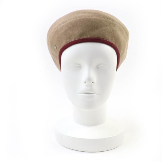 極美品☆HERMES エルメス サントレーノ カシミヤ100％ シルバー金具 セリエ金具 ベレー帽 ブラウン 58 イタリア製 正規品 レディース_2