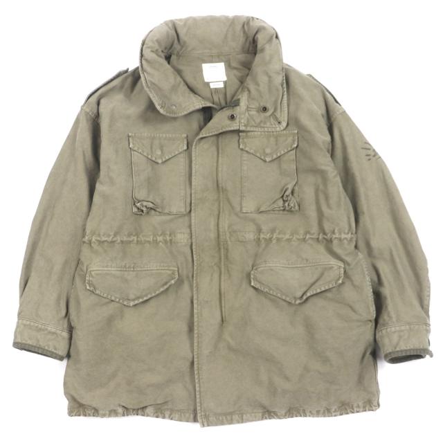美品▼VISVIM ビズビム 20SS 0120105013021 BICKLE DMGD フード入り 袖ロゴプリント ZIPUP モッズコート カーキ 2 日本製 正規品 メンズ
