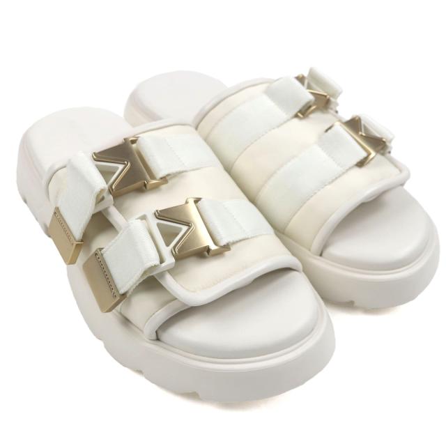 未使用品▼BOTTEGAVENETA ボッテガヴェネタ 690034 Flash フラッシュ レザー使 ダブルベルト サンダル ホワイト ゴールド金具 43 メンズ_2