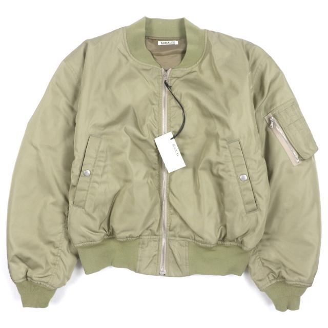未使用品▼AURALEE オーラリー 25SS A25SB01AS HIGH DENSITY SILK TWILL FLIGHT シルク100% ZIPUP ブルゾン ボンバージャケット 1 正規品