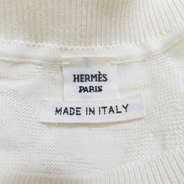 極美品☆HERMES エルメス 24SS 4E2649DC ナウサ シルク コットン シェーヌダンクル 半袖ニット アイボリー 34 伊製 正規品 レディース_4
