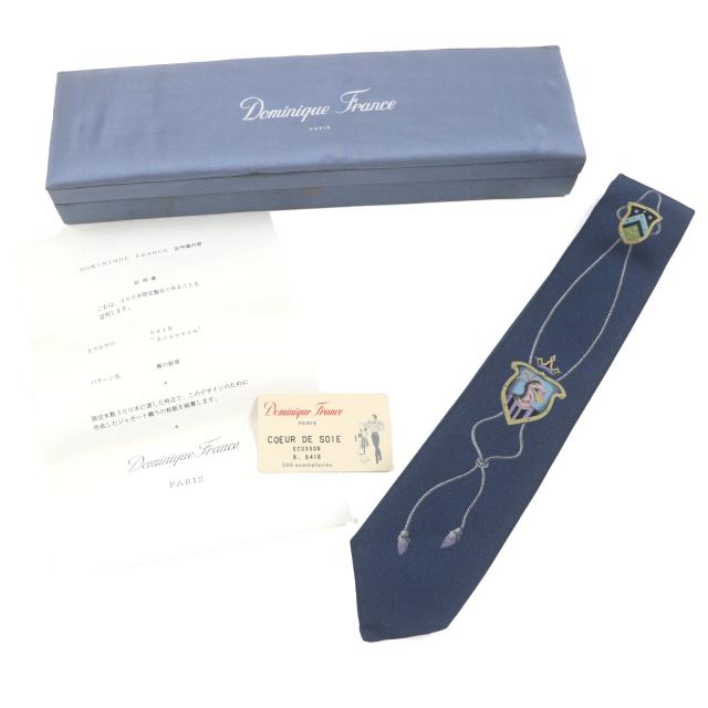 未使用品▼Dominique France ドミニクフランス 6418 Ecusson シルク100% 300本限定 COEUR DE SOIE クールドゥソワ 楯の紋章 ネクタイ_1