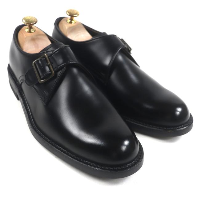 未使用品▼REGAL リーガル レザー モンクストラップ プレーントゥ レザーシューズ ブラック 25.5EE メンズ ビジネスオススメ◎