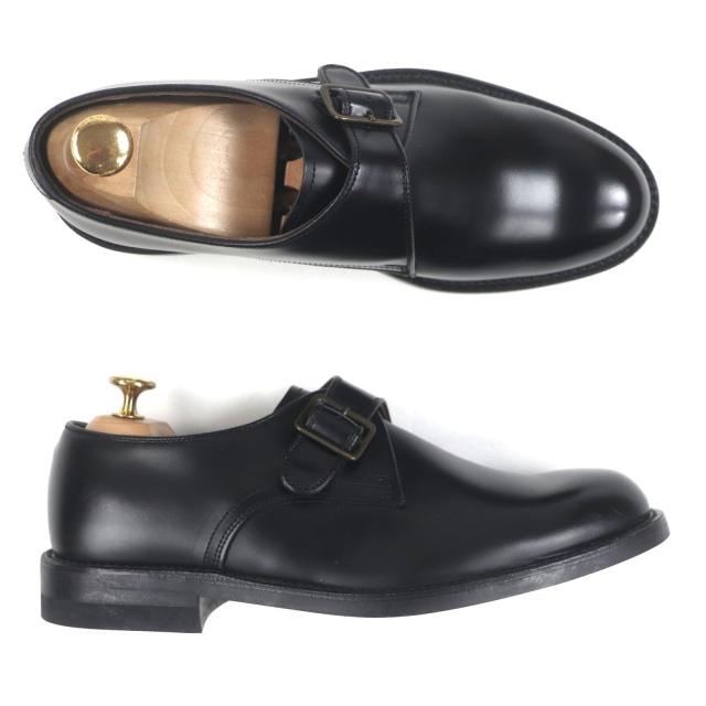 未使用品▼REGAL リーガル レザー モンクストラップ プレーントゥ レザーシューズ ブラック 25.5EE メンズ ビジネスオススメ◎