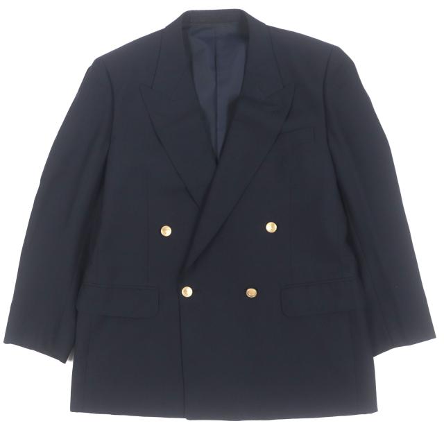 美品▼Burberrys バーバリー ヴィンテージ モヘア混 エンブレム金ボタン ダブルブレスト 紺ブレザー テーラード 98-88-175 AB6 約Lサイズ