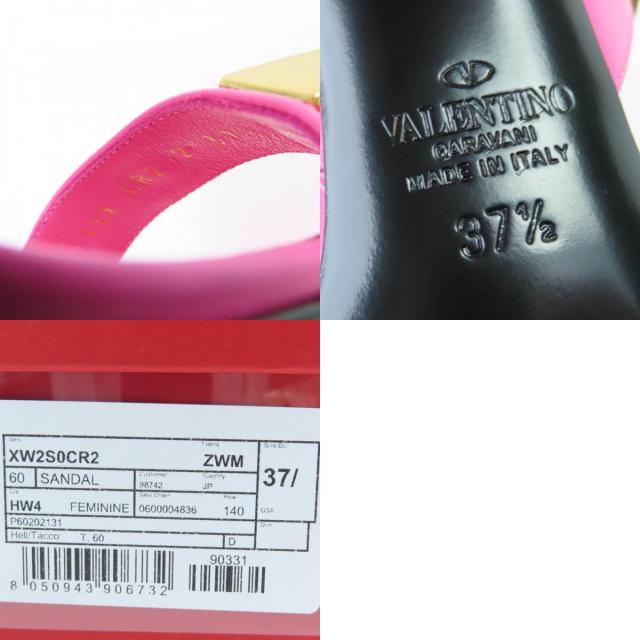 未使用品☆Valentino Garavani ヴァレンティノガラヴァーニ XW2S0CR2 ロックスタッズ レザー サンダル ピンク 37.5 伊製 レディース_9