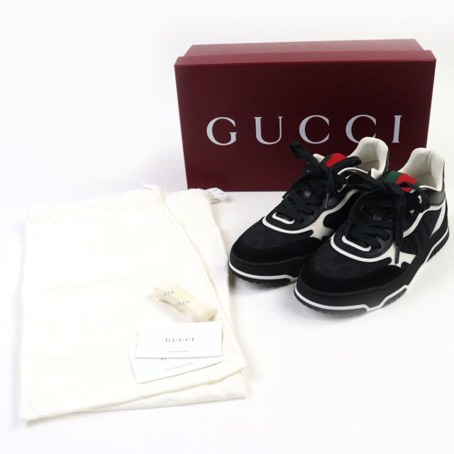 未使用品◇GUCCI グッチ 24AW 807057 リウェブ GGキャンバス シェリーライン スニーカー 黒 39.5 箱・保存袋付き レディース メンズ可◎_1