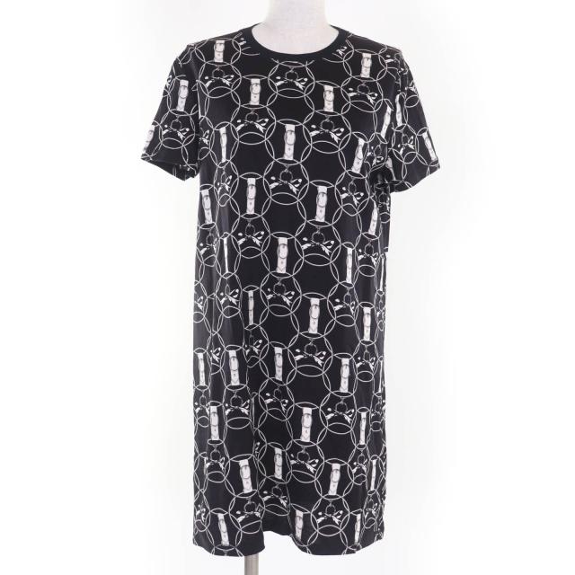 極美品☆HERMES エルメス 2H4508DB La Promenade du Matin 朝の散歩 コットン ワンピース ブラック 38 フランス製 正規品 レディース