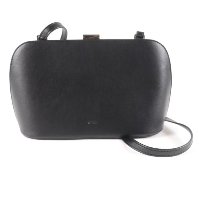 極美品★VASIC  ヴァジック EMMA エマ ロゴ刻印 がま口デザイン レザー ショルダーバッグ ブラック 保存袋付き レディース