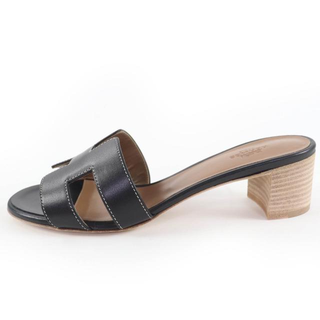 未使用品☆HERMES エルメス オアジス Hロゴ レザー ミュール サンダル