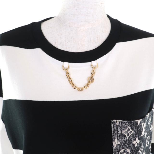 極美品★LOUIS VUITTON ルイヴィトン 23SS 1AAUOX コットン100％ デニムモノグラムポケット　 Tシャツ ワンピースMサイズ相当 正規品_3