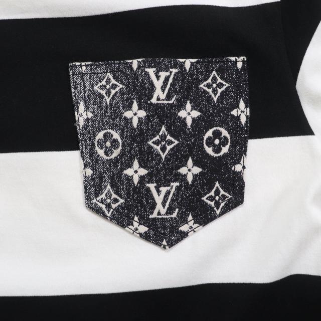 極美品★LOUIS VUITTON ルイヴィトン 23SS 1AAUOX コットン100％ デニムモノグラムポケット　 Tシャツ ワンピースMサイズ相当 正規品_4