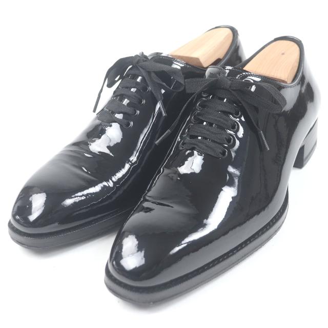 未使用品□TOM FORD トムフォード 23AW Patent lace-up shoes EDGAR パテントレザー ダービーシューズ ドレスシューズ 7 保存袋付き 伊製
