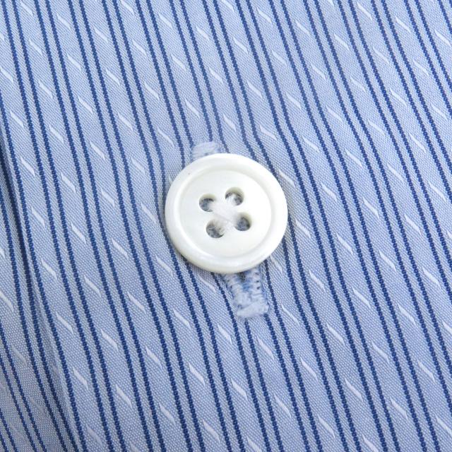 極美品□HERMES エルメス コットン100％ ストライプ柄 袖セリエボタン ロングスリーブ 長袖シャツ ビジネスシャツ ブルー 41 フランス製_3