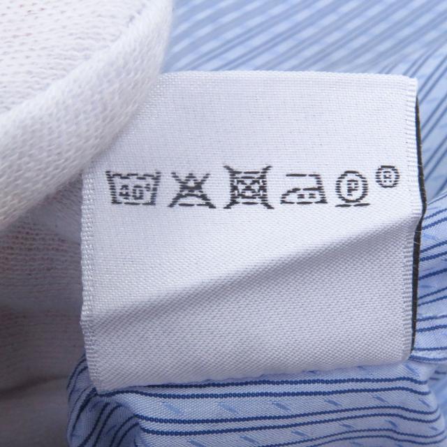 極美品□HERMES エルメス コットン100％ ストライプ柄 袖セリエボタン ロングスリーブ 長袖シャツ ビジネスシャツ ブルー 41 フランス製_8