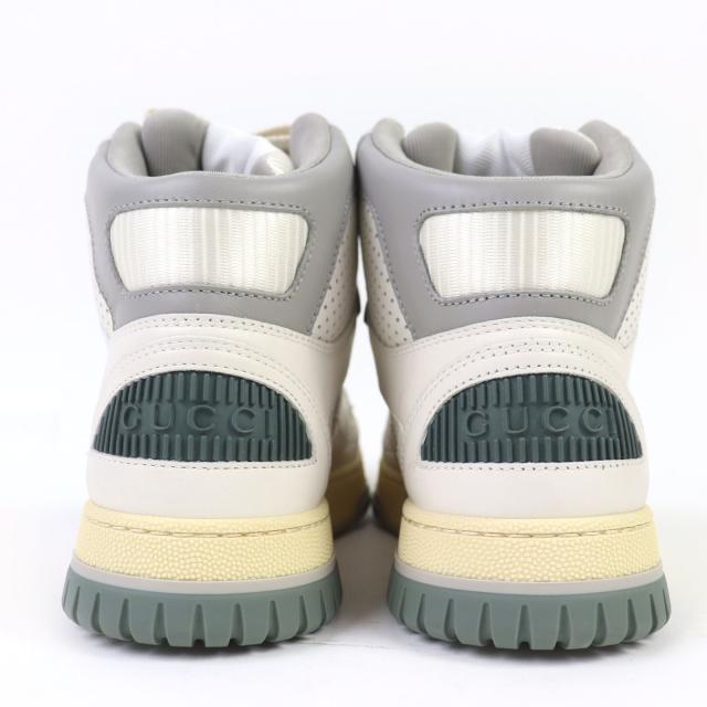 未使用品◇GUCCI グッチ 765437 インターロッキングG ヴィンテージ加工 ハイカット レザー スニーカー シルバー金具 36.5 箱・保存袋付き_4