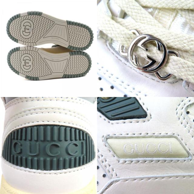 未使用品◇GUCCI グッチ 765437 インターロッキングG ヴィンテージ加工 ハイカット レザー スニーカー シルバー金具 36.5 箱・保存袋付き_7