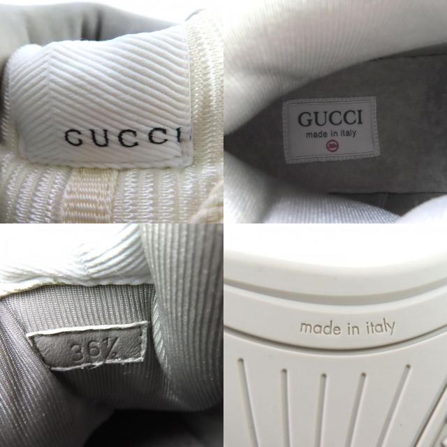 未使用品◇GUCCI グッチ 765437 インターロッキングG ヴィンテージ加工 ハイカット レザー スニーカー シルバー金具 36.5 箱・保存袋付き_8
