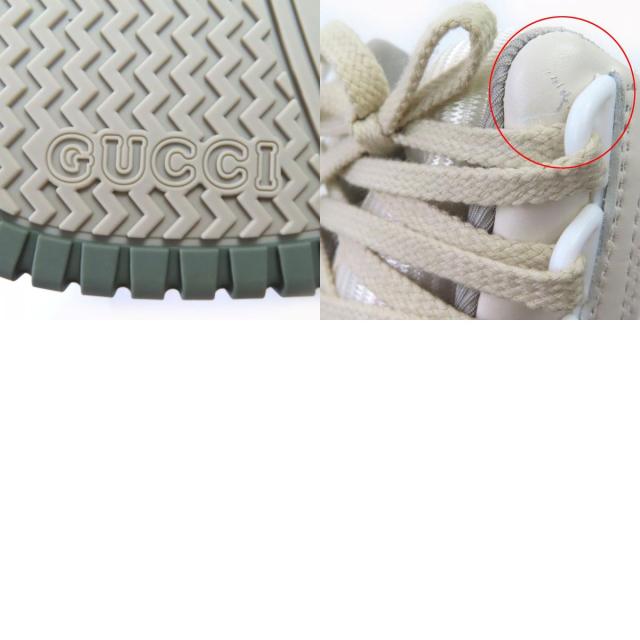 未使用品◇GUCCI グッチ 765437 インターロッキングG ヴィンテージ加工 ハイカット レザー スニーカー シルバー金具 36.5 箱・保存袋付き_9
