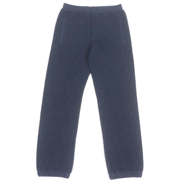 未使用品□FENDI フェンディ 2022年製 FB0496 FFロゴ ズッカ エンボス スウェットパンツ ジョガーパンツ ネイビー 48 イタリア製 正規品