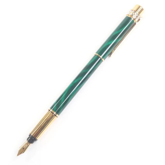 美品□Cartier カルティエ ヴィンテージ マスト ドゥ カルティエ ペン先18K マラカイト 万年筆 グリーン ゴールド フランス製 メンズ