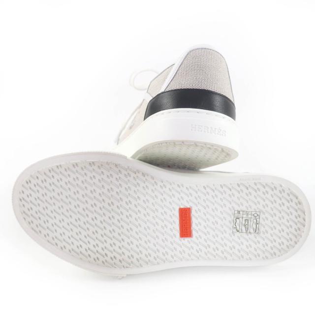 極美品☆HERMES エルメス ゲット ファブリック レザー使い ローカットスニーカー ホワイト グレー 35.5 箱・保存袋付 伊製 レディース_6