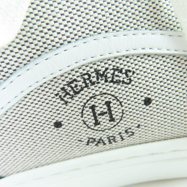 極美品☆HERMES エルメス ゲット ファブリック レザー使い ローカットスニーカー ホワイト グレー 35.5 箱・保存袋付 伊製 レディース_8