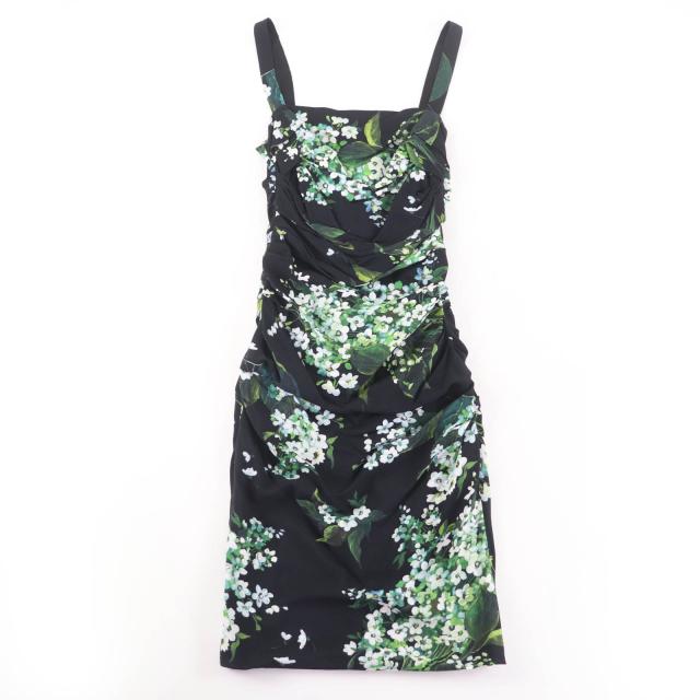 美品☆DOLCE&GABBANA ドルチェ＆ガッバーナ F6EN2T 裏地シルク 花柄デザイン ノースリーブ ワンピース マルチカラー 38 伊製 正規品 美品☆DOLCE&GABBANA ドルチェ＆ガッバーナ F6EN2T 裏地シルク 花柄