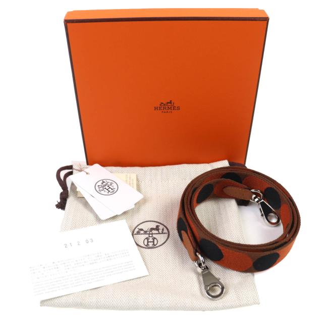 未使用品△HERMES エルメス サングル フリッパーボール キャンバス レザー使い シルバー金具 ショルダーストラップ ブラウン Y刻 箱付き_1