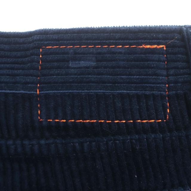 極美品▼HERMES エルメス セリエボタン ボタンフライ レザーパッチ付き コーデュロイ パンツ ネイビー 44 フランス製 正規品 メンズ 極美品▽HERMES エルメス セリエボタン ボタンフライ レザーパッチ付き