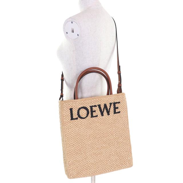 美品△LOEWE ロエベ A563R18X02 スタンダード A4 ラフィア レザー使い ロゴ 2WAY カゴバック ショルダーバック トートバッグ ナチュラル_8